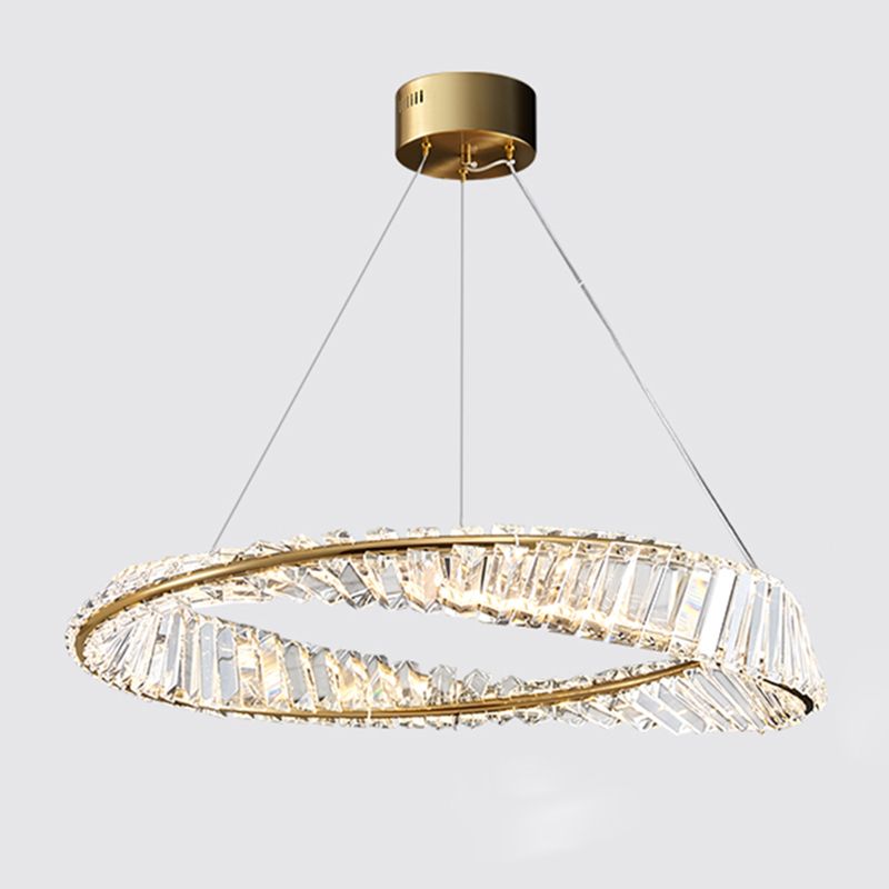 Crystal Gold Pendant Light Circle Contemporary LED Ceiling Light for Living Room