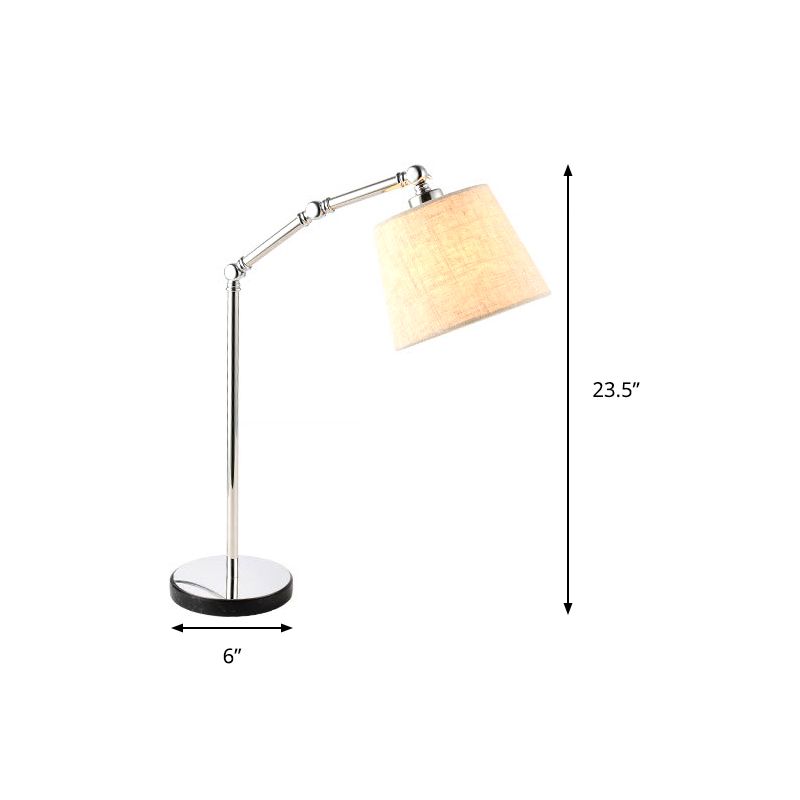 Lampada da scrivania affusolata moderna in tessuto a 1 luce da lettura, lampada da libro in beige con braccio regolabile