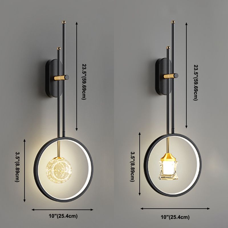 Black Metal Sconce Wall Light Modern Style Single Light Wall Lamp for Bedroom