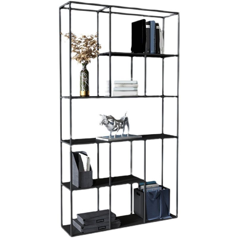 Modern Metal Bookshelf Black Etagere Open Shelf Bookcase in Burnish