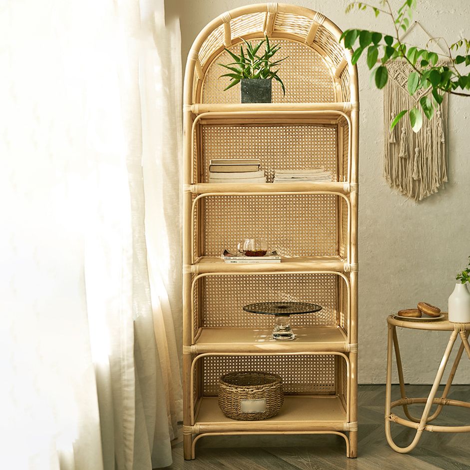 Contemporary Wooden Bookcase Closed Back Standard Bookshelf with Shelves