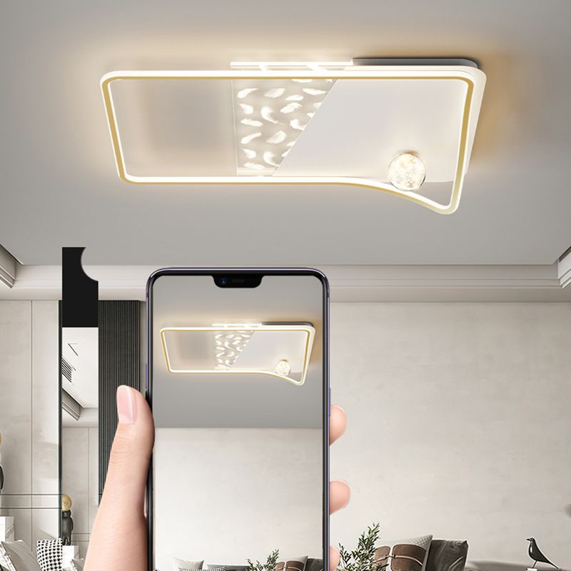 Forme géométrique LED plume plafonnier moderne fer 3 lumières encastré pour salon