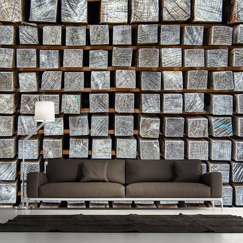 3D Industrial Wood Grain Customized Mural Mildew Resistant Decorative Wall Covering