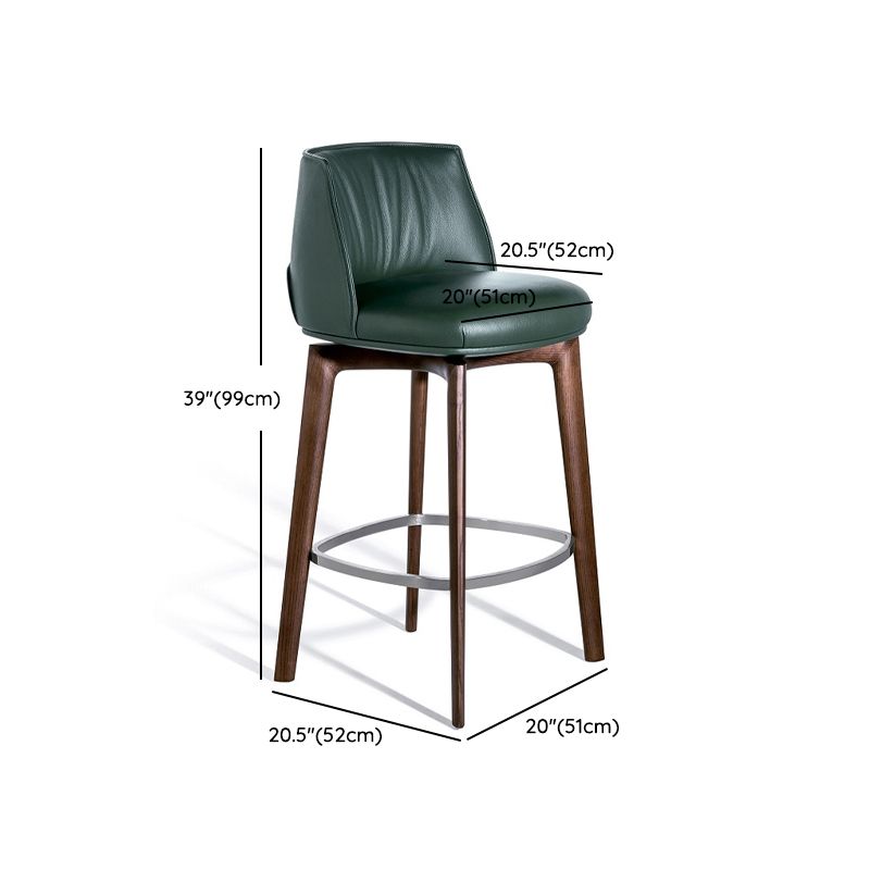 Indoor Upholstered Bar Stool Solid Wood Bar Stool with Footrest
