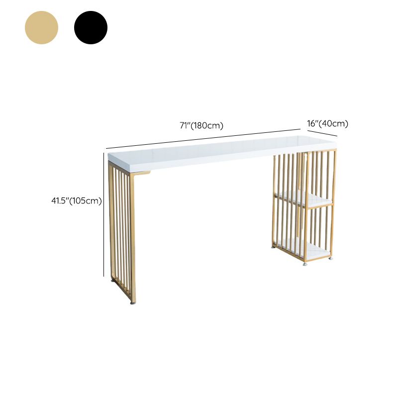 Wood Top Bar Height Table Modern Style Bistro Pub Table with 2 Shelves