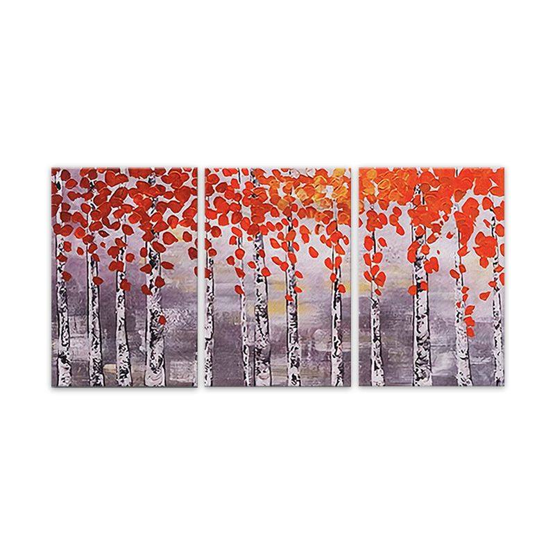 Multi-Piece Maple Trees Painting Canvas Traditional Wall Art Print for Family Room