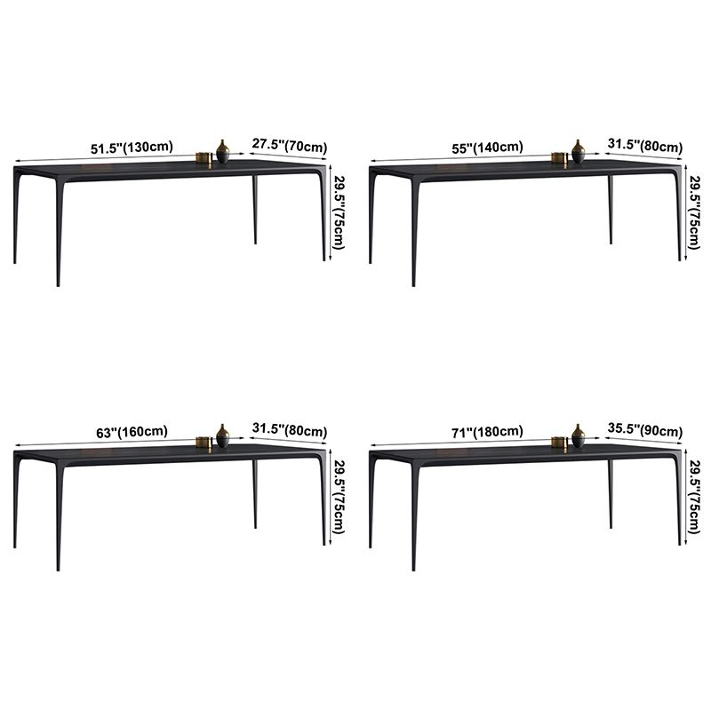 Sintered Stone Black Dining Table Modern Style 4 Legs Table for Dining Room