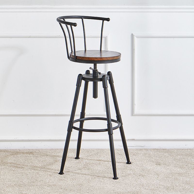Industrial Upholstered Swivel Adjustable Height Stool 35.43'' Home Bar Stool