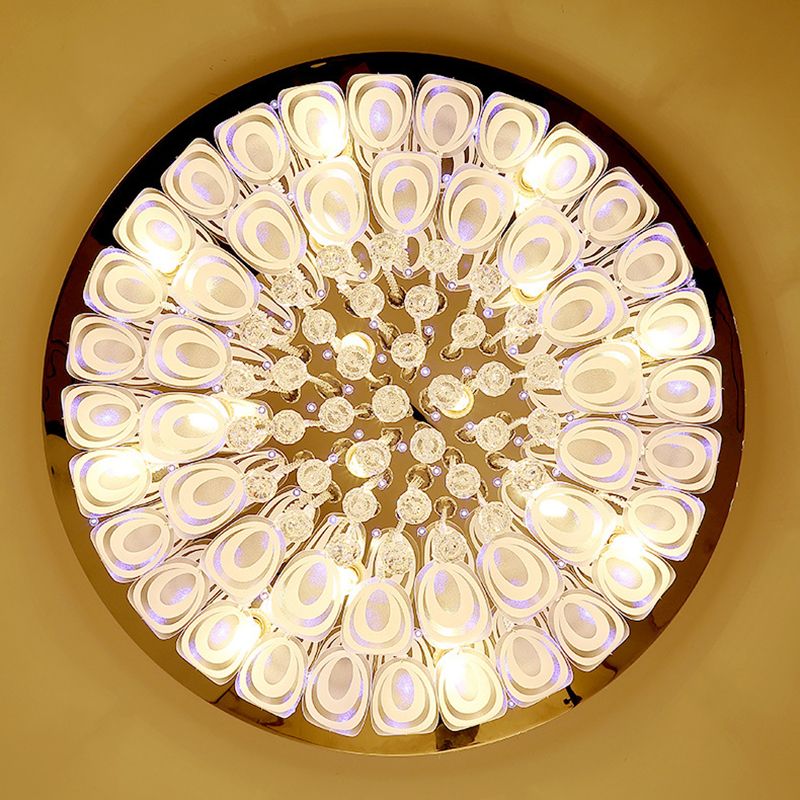 5/8/14-Light Modernism Golden Finish Flush Mount Lighting Round LED Ceiling Light
