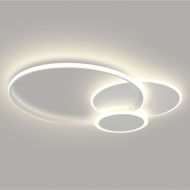 Plafonnier circulaire en fer forgé à montage encastré à LED de simplicité moderne avec abat-jour en acrylique