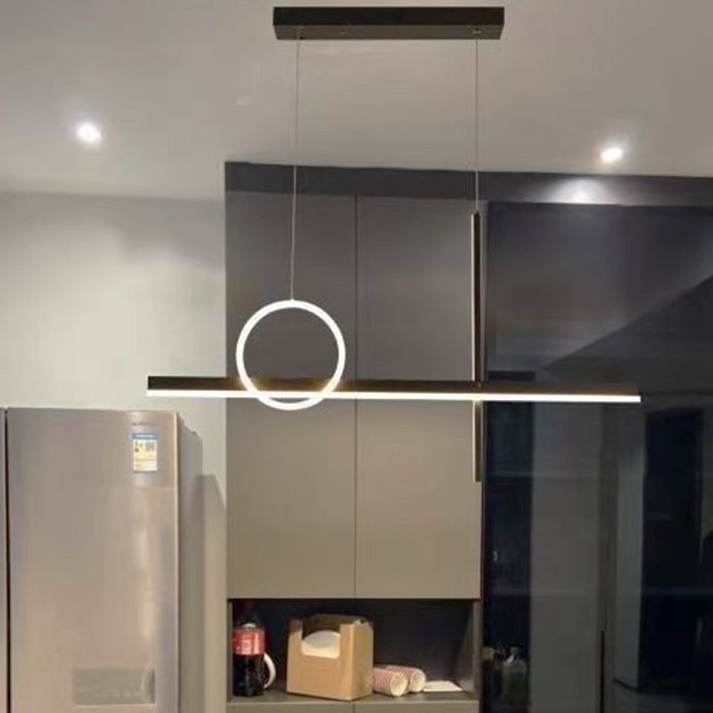 3 luces de isla lineal ligera Ideas de iluminación de isla de metal contemporánea para cocina