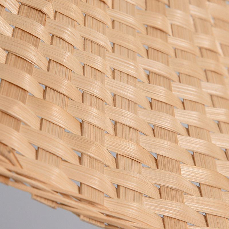 1-Light Beige Bamboo Suspended Lighting Fixture Chinese Pendant Light Kit