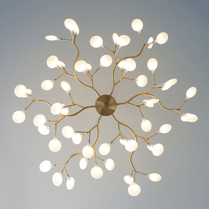 Gold Firefly Pendant Light in Modern Creative Style Copper Indoor Hanging Lamp with Glass Shade