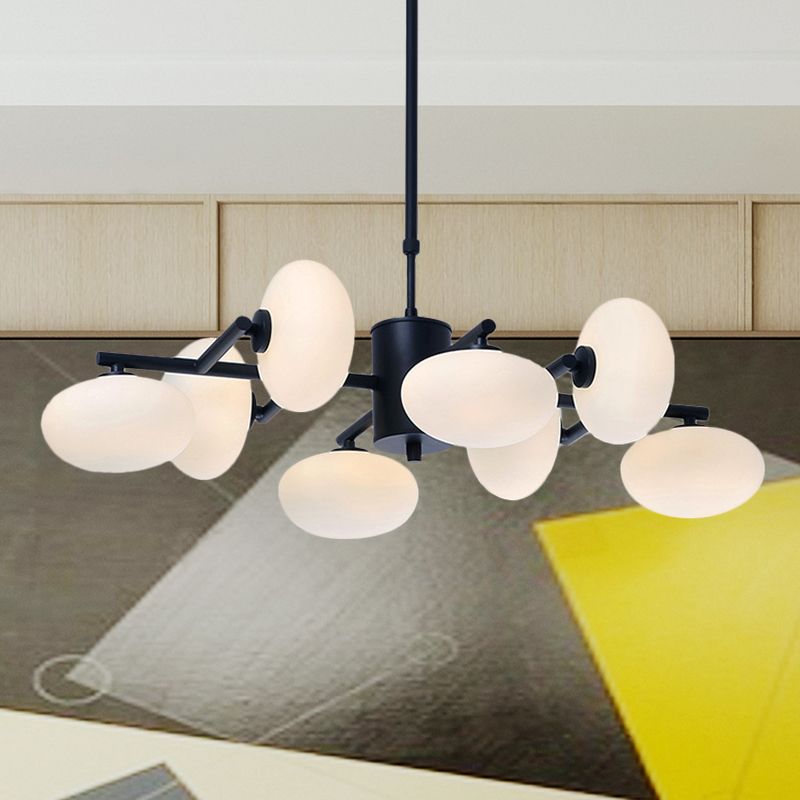 8/12 luci lampadario soggiorno con design ovale in vetro in vetro oro/kit lampada a led a led nero