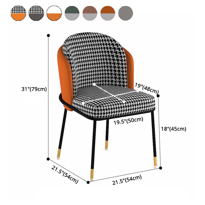 Glam Metal Dining Armless stoelen gestoffeerde linnen stof eetkamerstoel voor restaurant