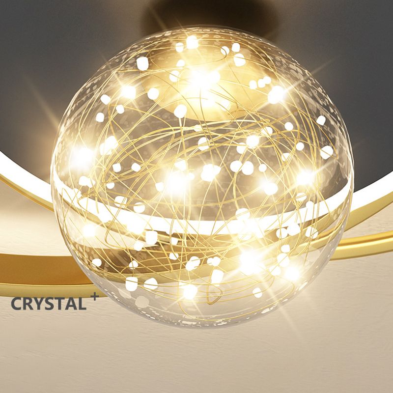 1-Light Black Gold Flush Mount Metal LED Minimalism Ceiling Light Fixture for Bedroom