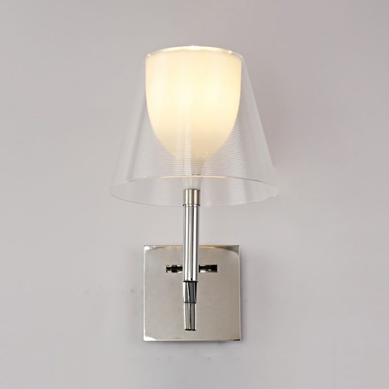 Contemporary Flared Wall Lighting White Glass 1 Bulb Living Room Sconce Light Fixture