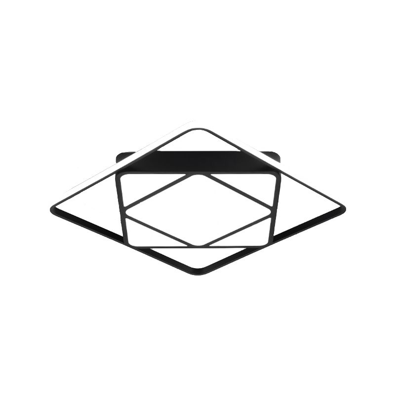 Rhombus Flush Mount Ceiling Light Modern Metal White/Black LED Ceiling Lamp for Bedroom in Warm/White, 18"/23.5" Wide