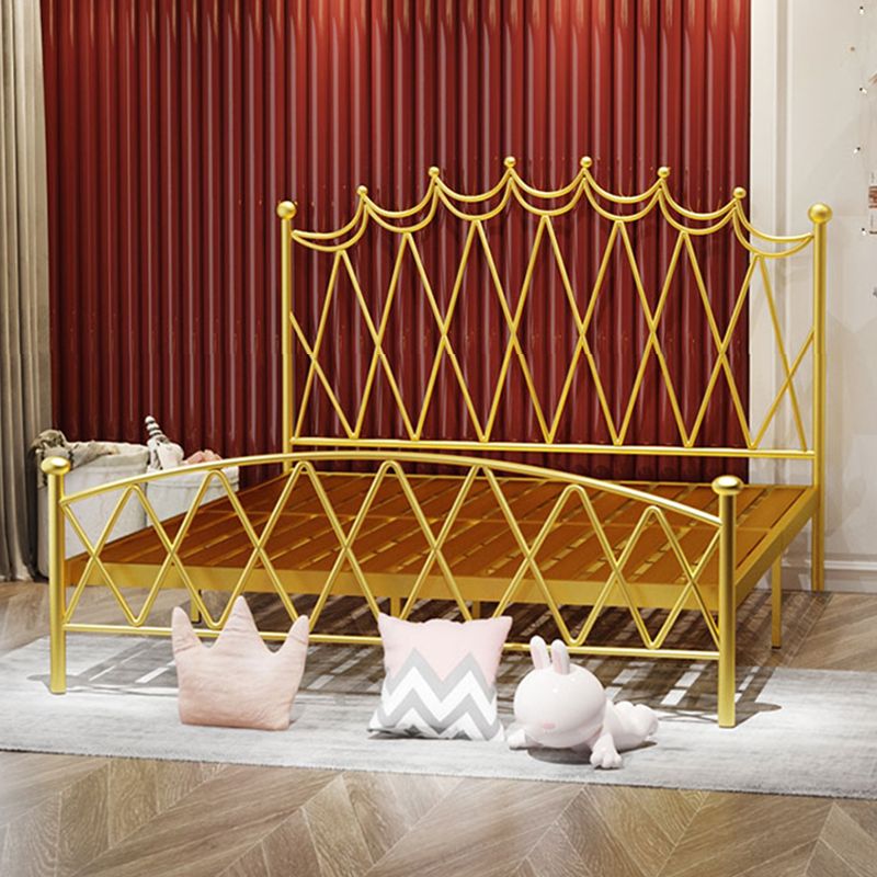 Glam Metal Arched Standard Bed with Open-Frame Headboard, Mattress Not Included