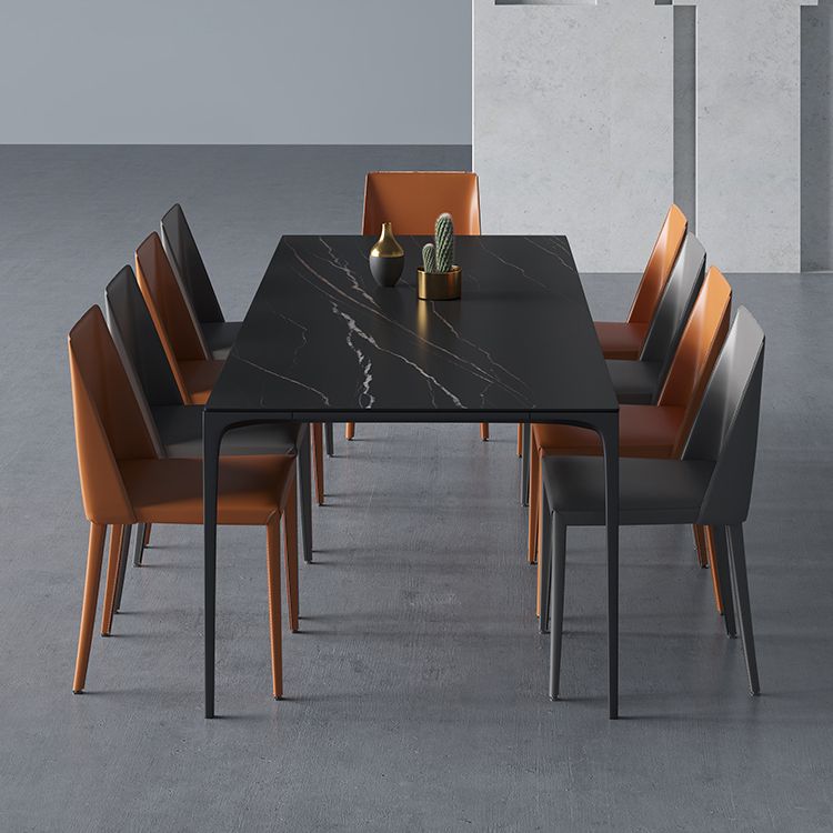 Modern Aluminium Dinette Set 1/2/4/9/10/11 Pieces Black Sintered Stone Dining Table Set