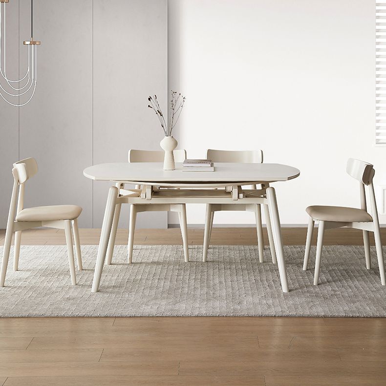 Modern 1/4/5/7 Pieces Furniture Round Stone Dining Set in White