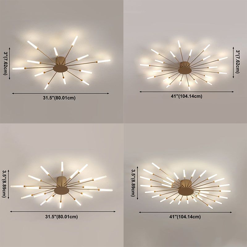 Modern Simplicity LED Semi Flush Mount Lacquered Metal Linear Ceiling Light with Acrylic Shade