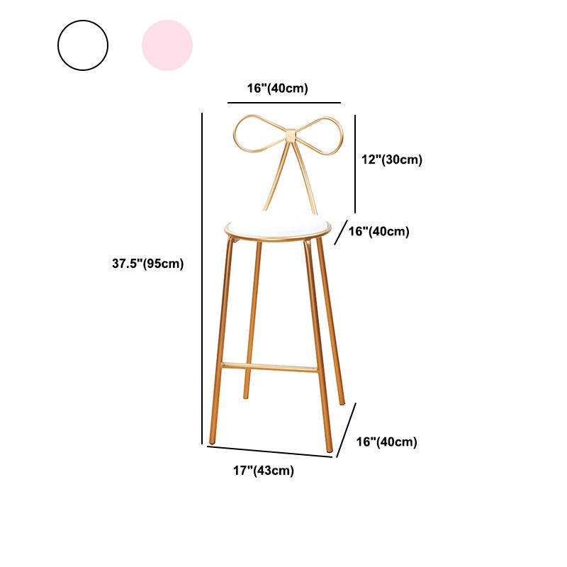 Round Leather and Metal Counter Stool Scandinavian Low Back Counter Bar Stool