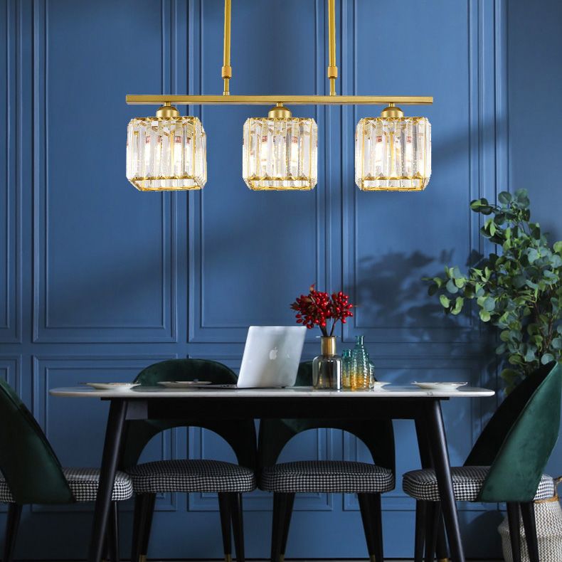 Squares oro Isola illuminazione Isola Stile Minimalista Crystal Island Pendant Light