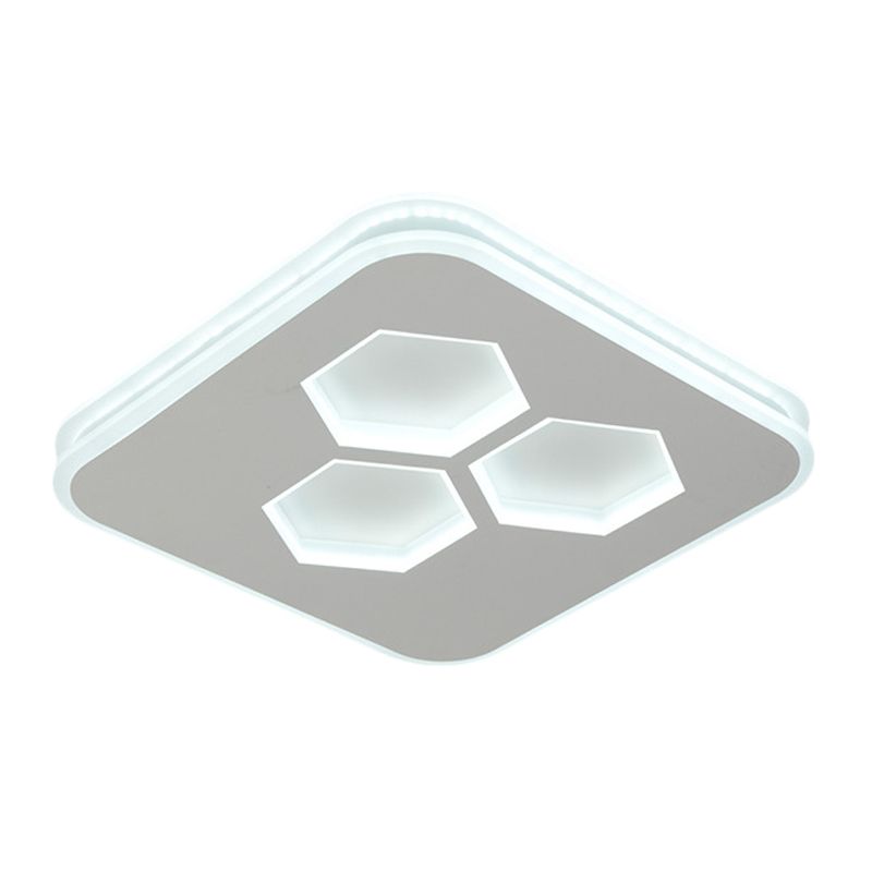Quadrato Soffitto Montato Light Moderno Acrilico LED Bianco Lampada Fissaggio con Hexagon Design