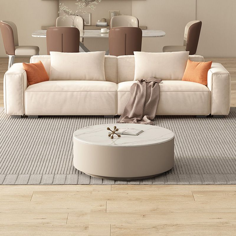 Velvet Square Arm Sofa Modern Sofa with Pillows in White 37.40" W