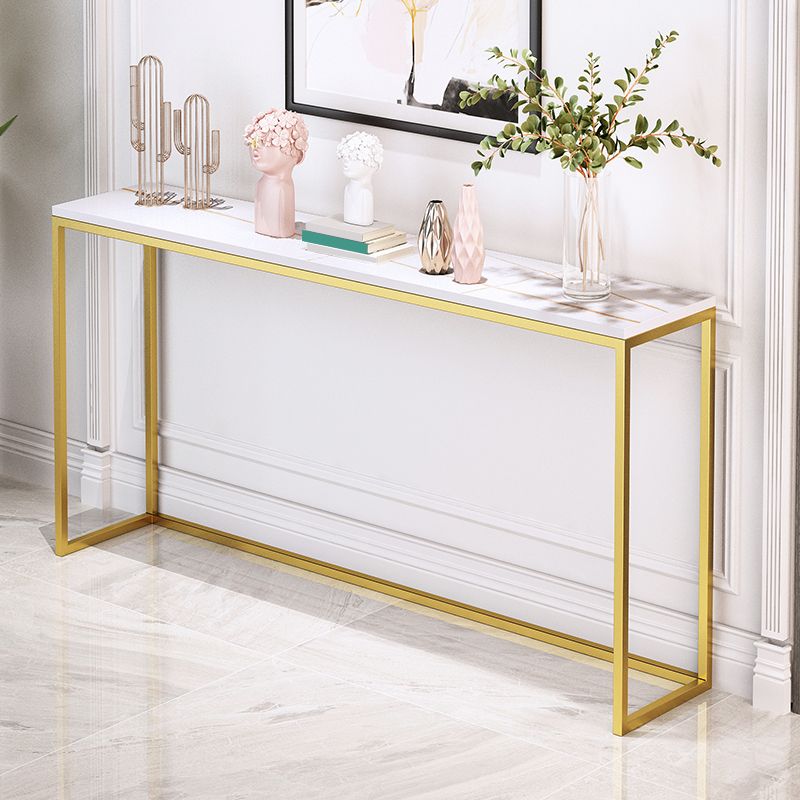 33.46" Tall Glam Console Sofa Table 1-Shelf Stone Accent Table for Hall