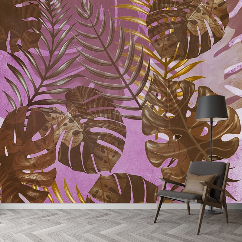 Tropical Plants Stain Resistant Mural Washable Wallpaper Sitting Room Wall Mural