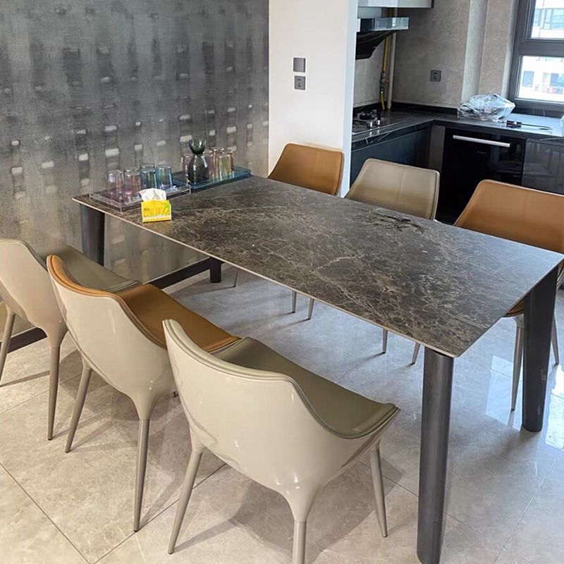 Sillas de comedor estilo moderno Sillas auxiliares con brazo de cocina y patas de metal