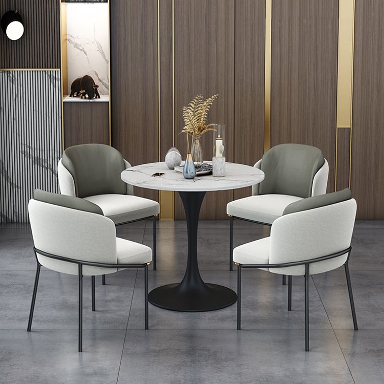 Contemporary Stone Dining Set 1/4/5 Pieces Round Dining Table Set with Padded Chairs