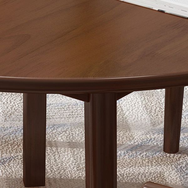 Round Wood Color Dining Table Simplicity Solid Wood 4 Legs Table for Dining Room