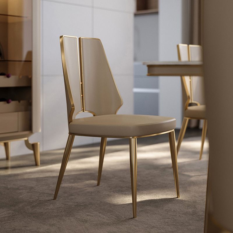 Upholstered and Metal Contemporary Armless Dining and Accent Chairs