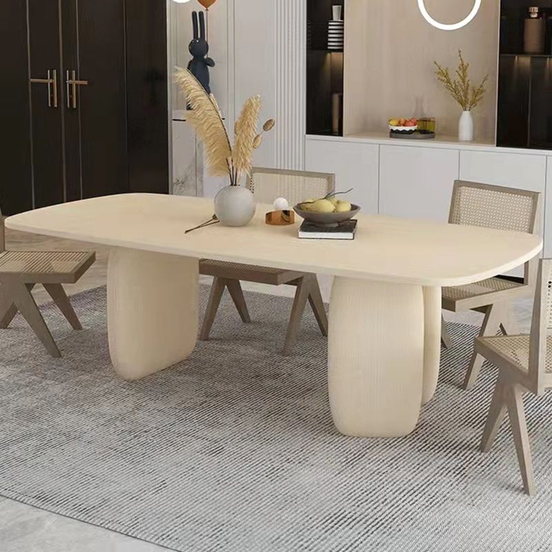 Modern Style Dining Wood Table Dining Rectangle Table with Wooden Legs