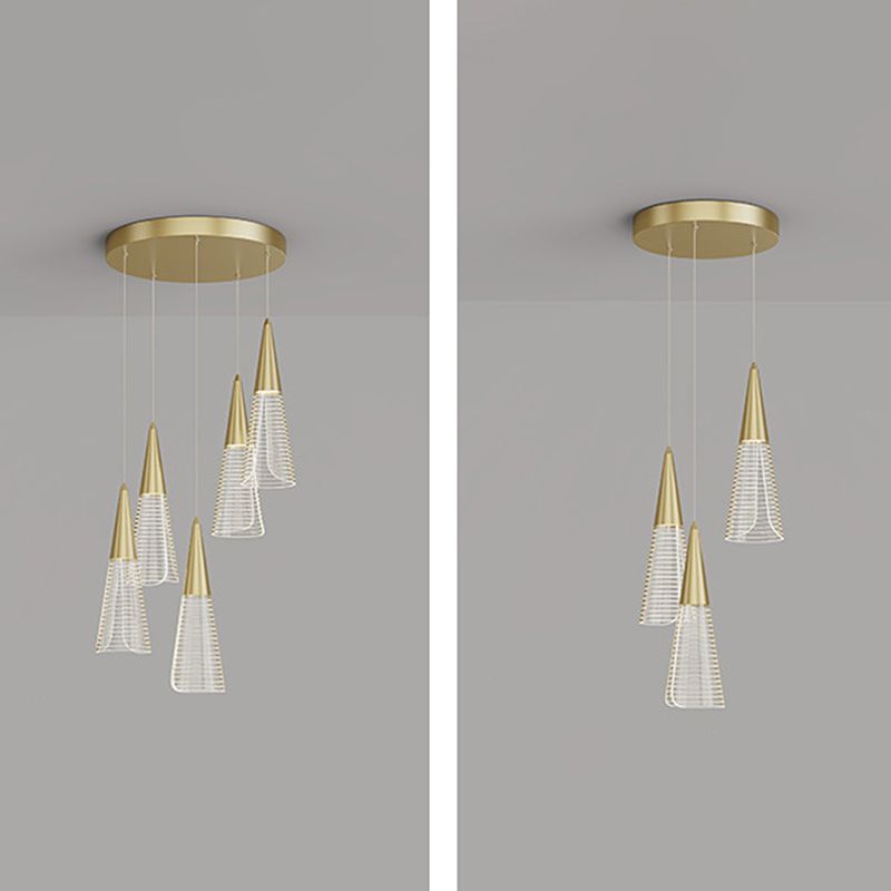 Cone Hanging Light Fixtures Modern Simple Acrylic Ceiling Pendant for Stairwell