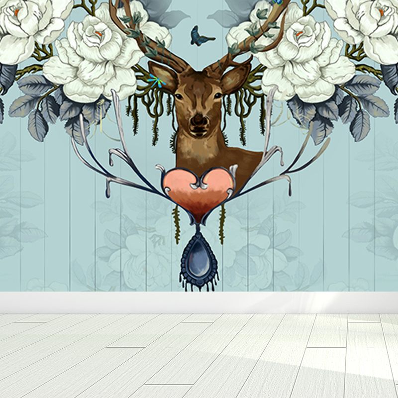 Stain Resistant Reindeer Mural Non-Woven Texture Modern Wall Decor for Girls Room
