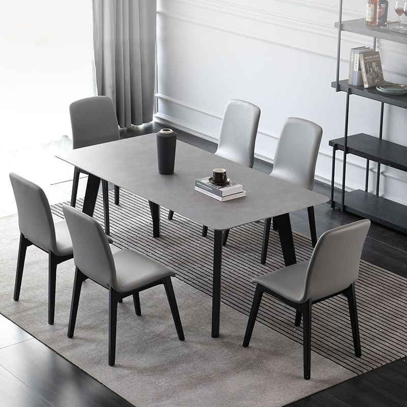 Sillas decorativas y de comedor contemporáneas Silla sin brazos Parsons curvada de cuero con acabado mate