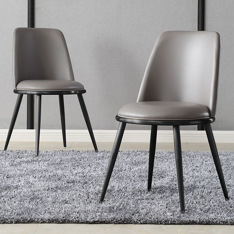 Contemporary Faux Leather and Metal Armless Dining Chairs for Kitchen