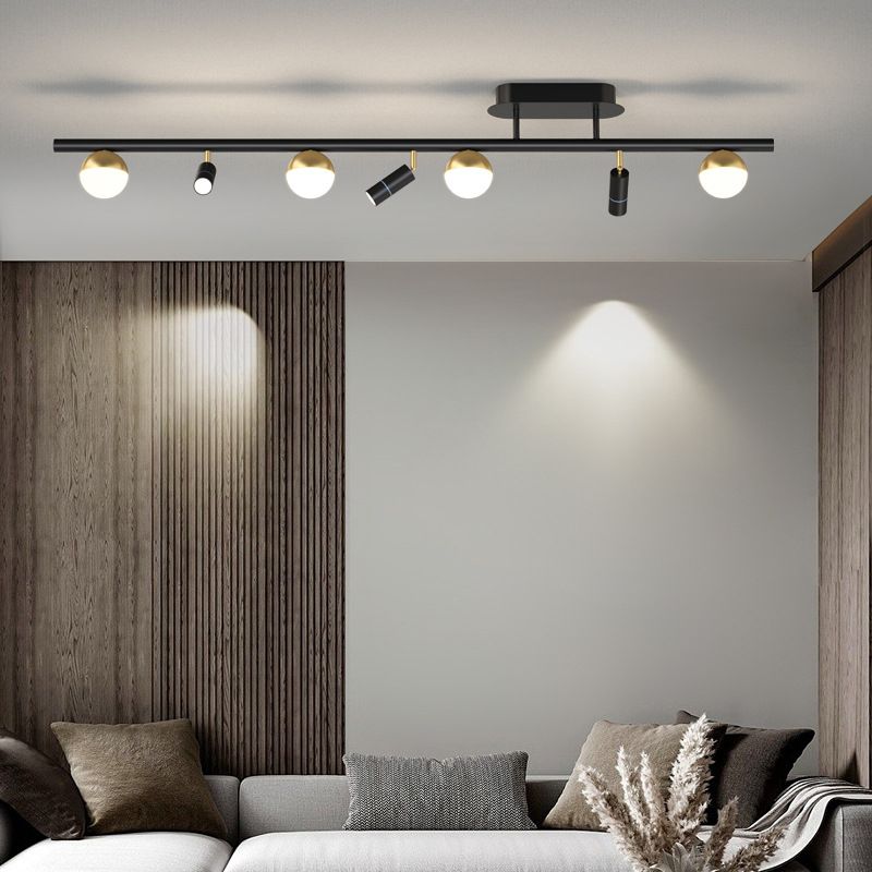 Wrought Iron Track Lighting Modern Linear Ceiling Mounted Lamp for Dining Room