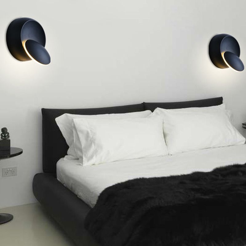 Single Modernism White/Black Wall Mounted Sconce Round LED Wall Light
