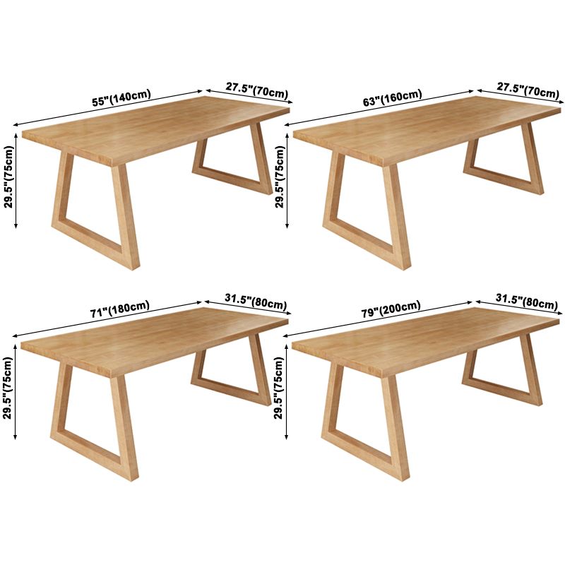 Modern Kitchen Solid Wood Dining Table Rectangle Shape Dining Table with Double Pedestal