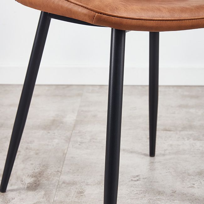 Macaron color Scandinavian Dining room Chair Leather Solid Back Side Chair