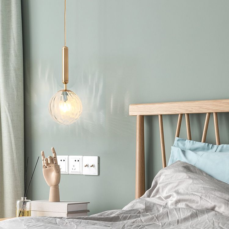 Glass Spherical Pendant Lighting Fixture Modern Style Hanging Pendant Light for Bedroom
