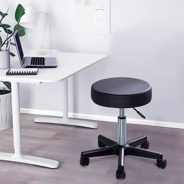 Taburete de bar de acero moderno negro, taburete de mostrador sin respaldo giratorio de altura ajustable