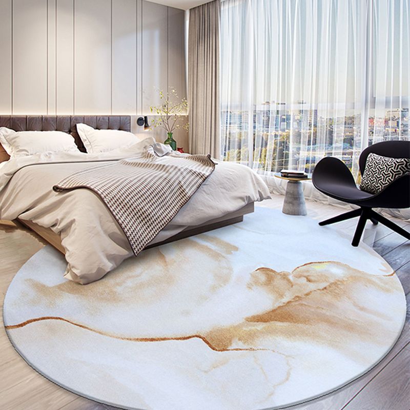 Modern Round Carpet Abstract Pattern Creative Area Rug Polyester Stain Resistant Rug for Living Room