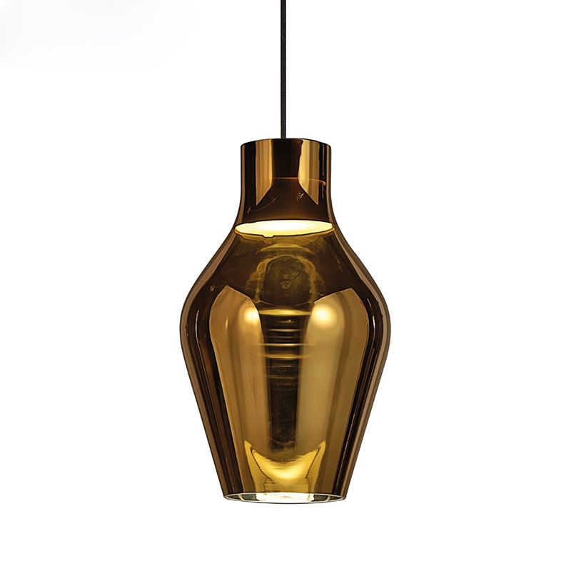 Urn Hanging Light Contemporary Gold Glass 1 Head Pendant Lighting Fixture, 6.5"/8.5" Wide