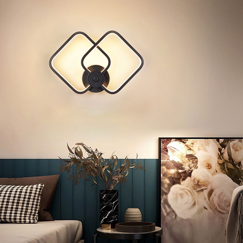 1 Light Unique Shade Murce Murce Modern Simple Style Wall Lighting en noir pour la chambre